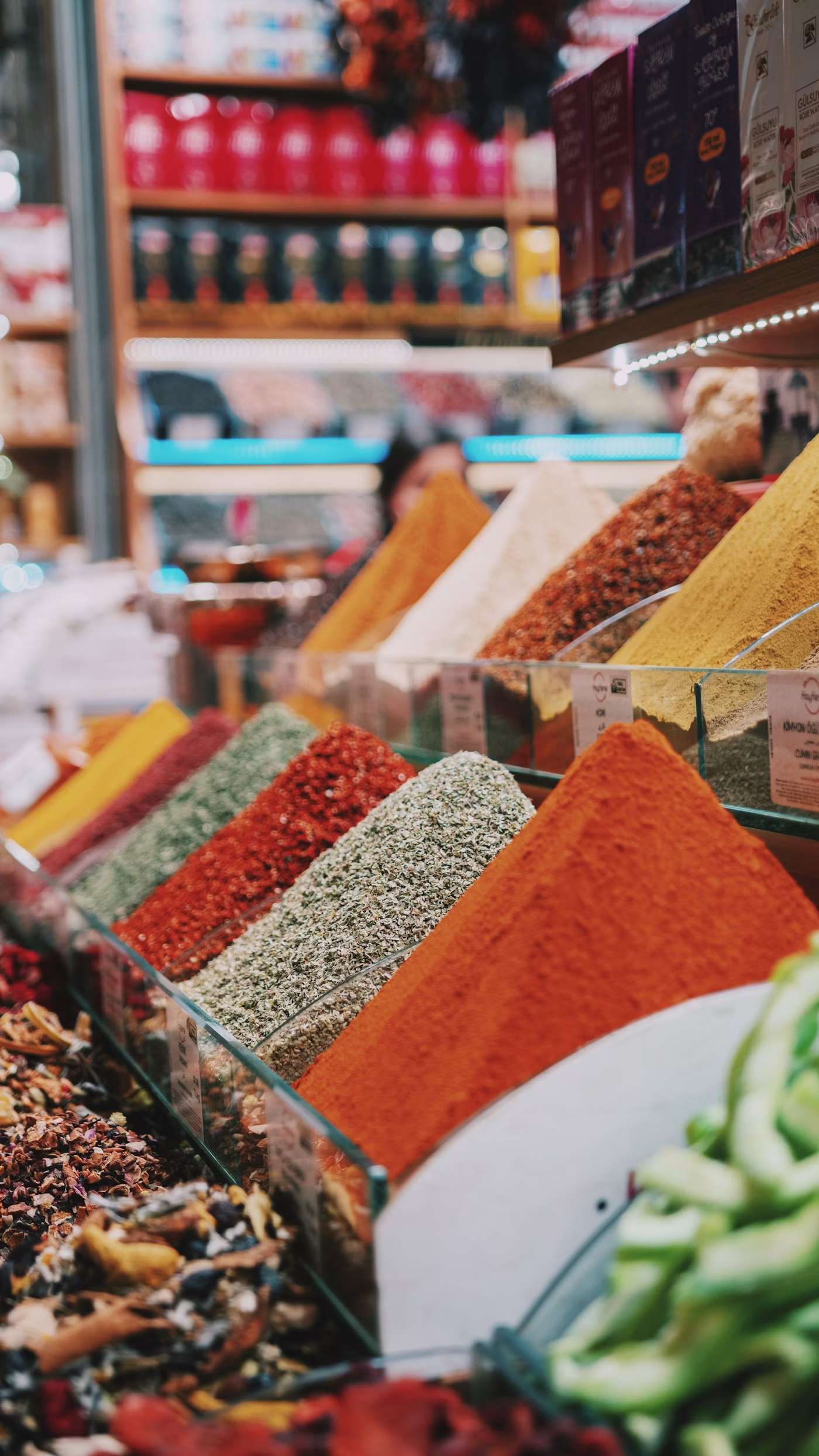 Rows of colorful powder pigments